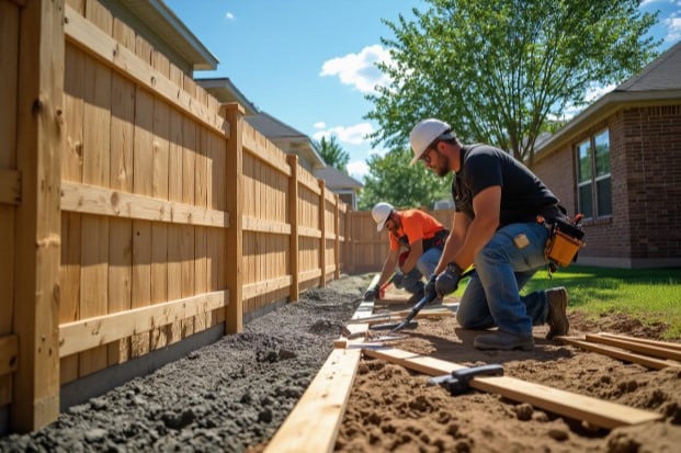 Experts working on fence installation in McKinney TX
